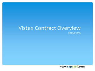 Vistex Contract Overview
/IRM/PCMS
 