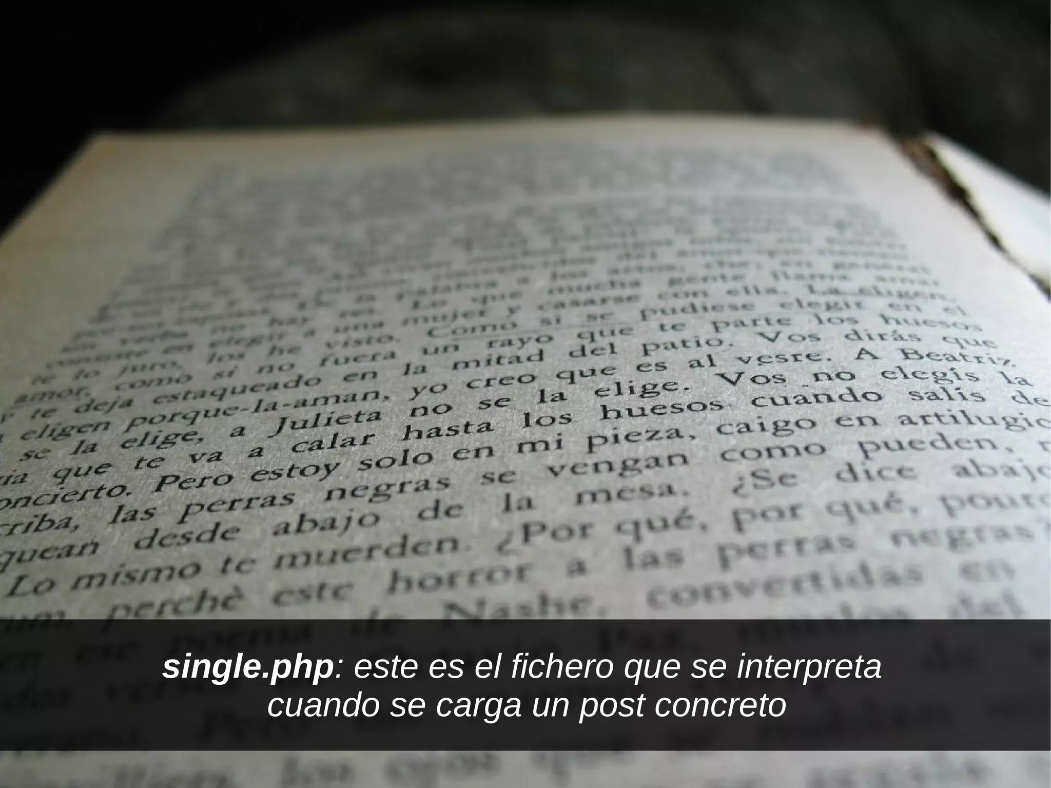 single.php: este es el fichero que se interpreta
       cuando se carga un post concreto
 