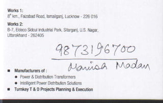 Vendors Visiting Cards LIST