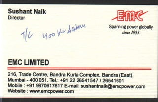 Vendors Visiting Cards LIST