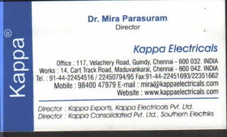 Vendors Visiting Cards LIST