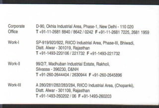 Vendors Visiting Cards LIST