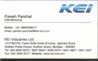 Vendors Visiting Cards LIST