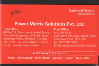 Vendors Visiting Cards LIST