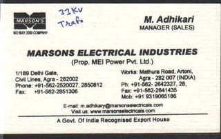 Vendors Visiting Cards LIST