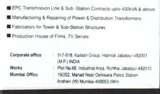 Vendors Visiting Cards LIST