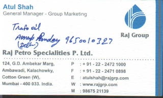 Vendors Visiting Cards LIST