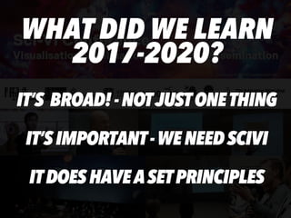 WHAT DID WE LEARN


2017-2020?
IT’S BROAD!-NOTJUSTONETHING


IT’SIMPORTANT-WENEEDSCIVI


ITDOESHAVEASETPRINCIPLES
 