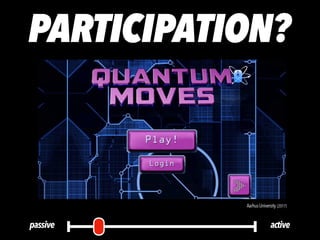 activepassive
PARTICIPATION?
AarhusUniversity (2017)
 