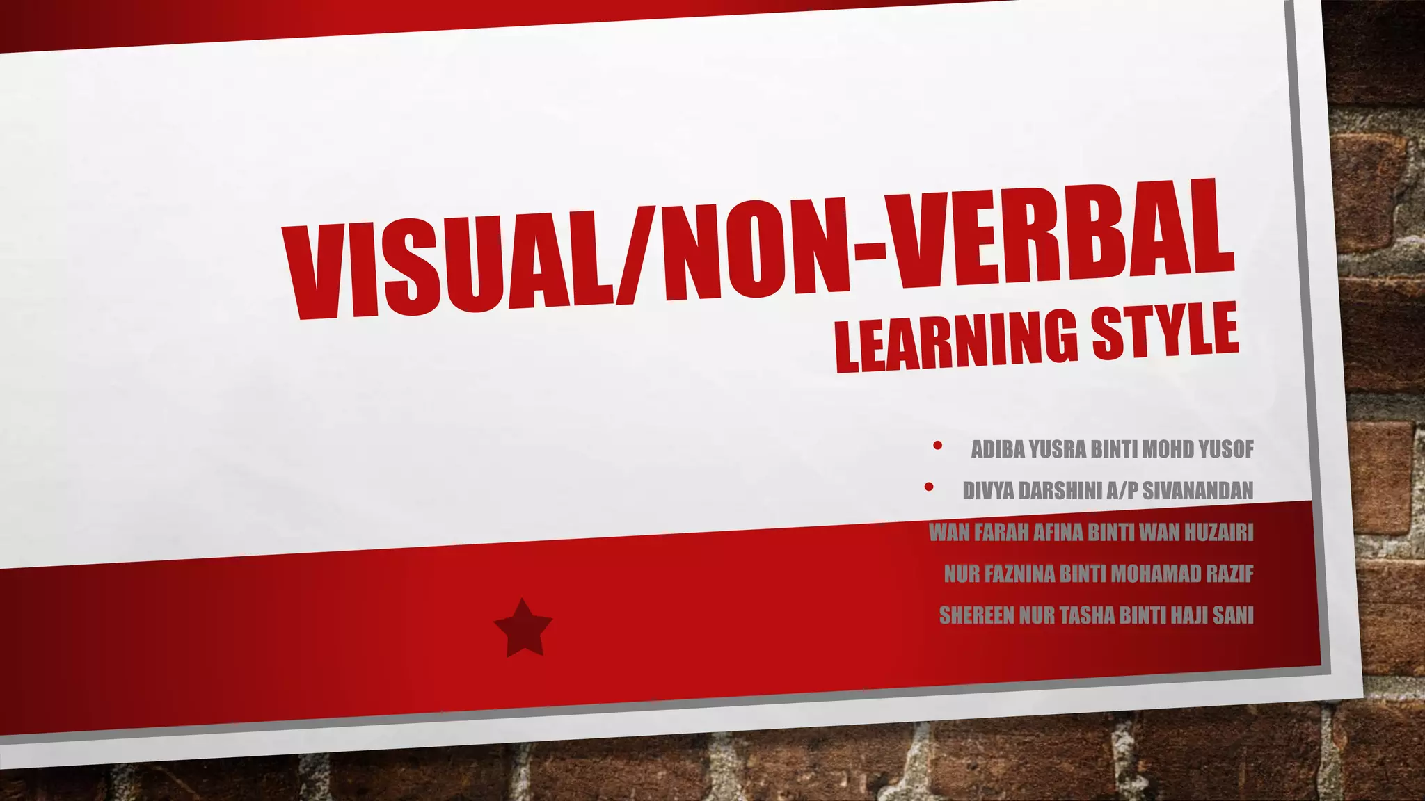 Visual/Non-Verbal Learning Style | PPTX | Education