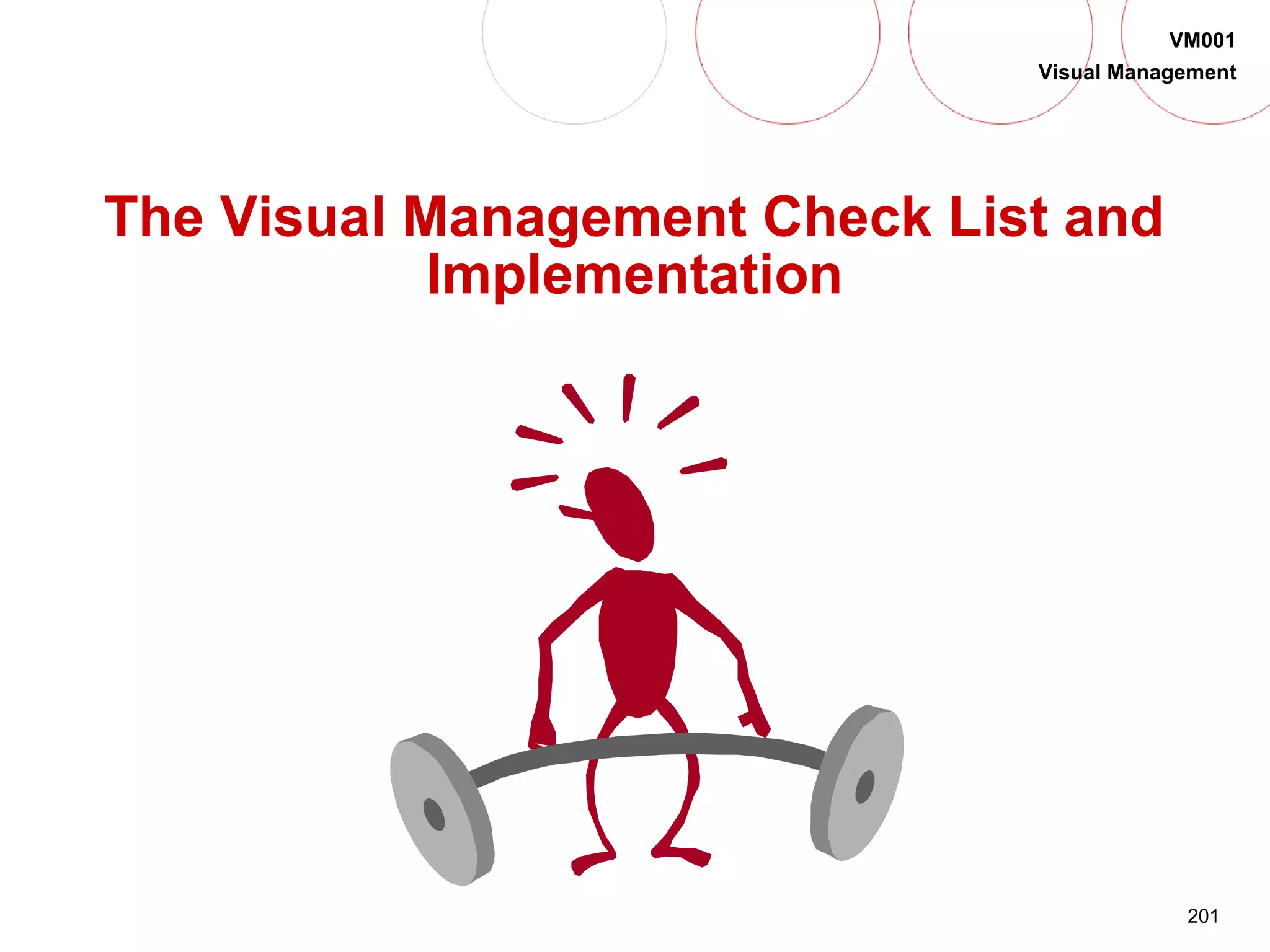 201
VM001
Visual Management
The Visual Management Check List and
Implementation
 