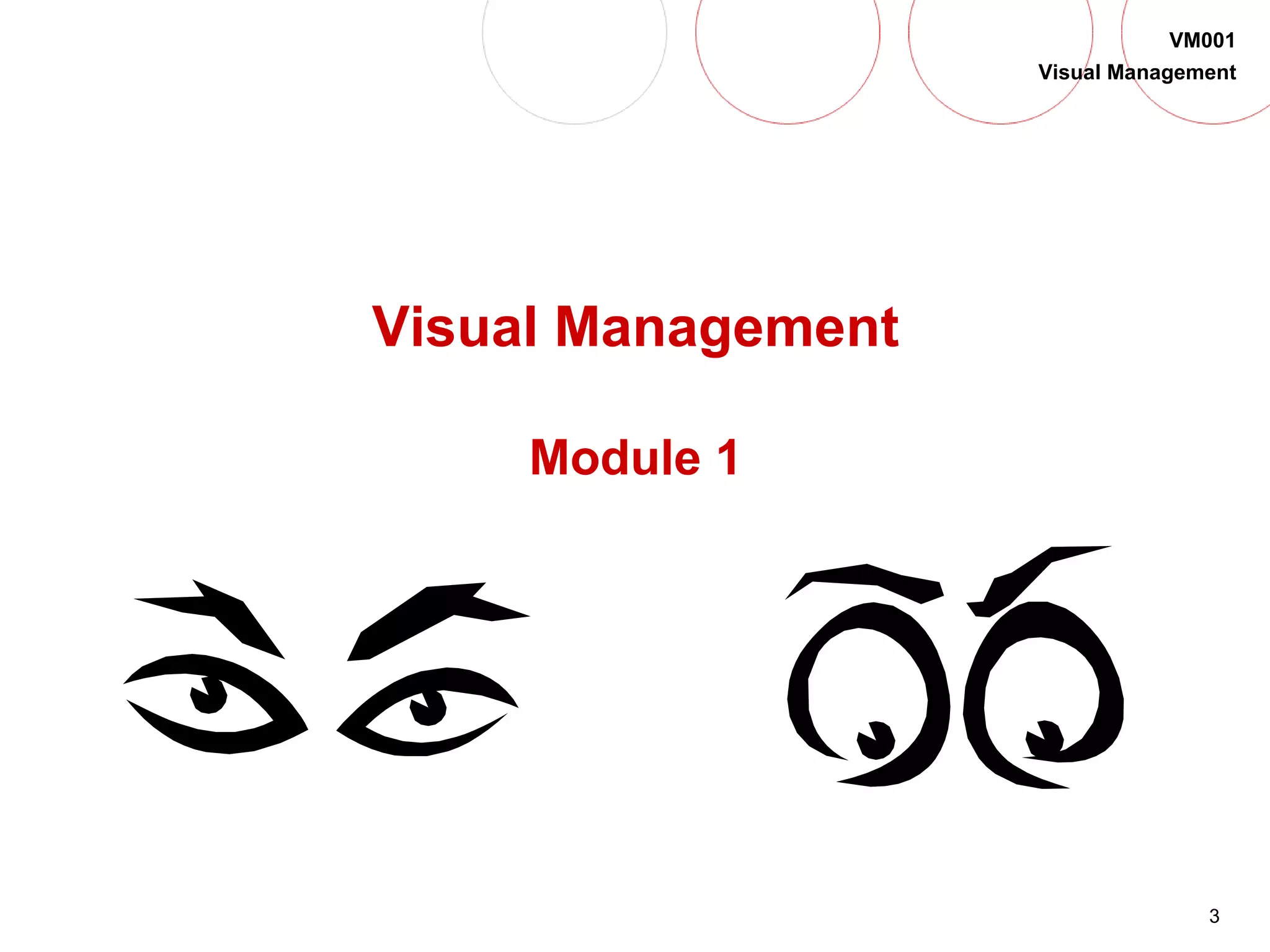 3
VM001
Visual Management
Visual Management
Module 1
 