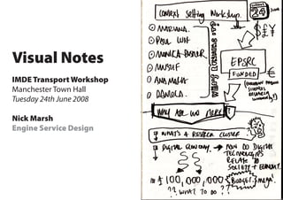 Visual Notes
IMDE Transport Workshop
Manchester Town Hall
Tuesday 24th June 2008

Nick Marsh
Engine Service Design