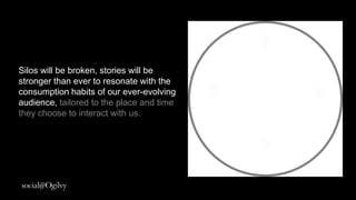 Silos will be broken, stories will be
stronger than ever to resonate with
the consumption habits of our ever-
evolving audience tailored to the
place and time they choose to
interact with us.
 