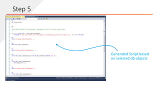 Generated Script based
on selected db objects
Step 5
 