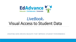 LiveBook©
Visual Access to Student Data
CREATING DATA DRIVEN INSIGHTS THAT IMPROVE STUDENT PERFORMANCE
 