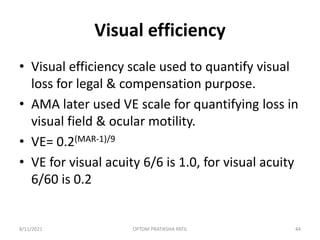 Visual Efficiency Function Visual acuity | PPTX