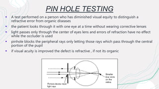 Pinhole Application Error VISUAL ACUITY , Basics of vision assessment | PPTX