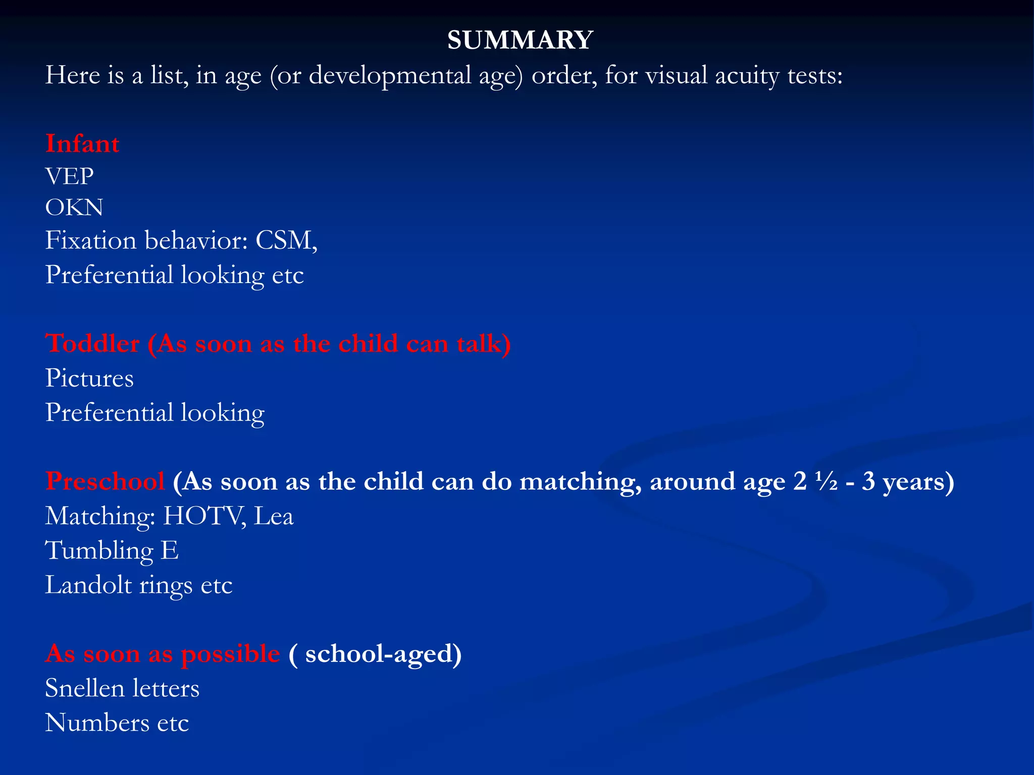Visual acuity assessment in different group of age | PPTX