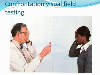 Confrontation visual field
testing
 