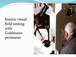 Kinetic visual
field testing
with
Goldmann
perimeter
 