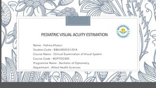 visual acuity estimation in children in Optometry | PDF