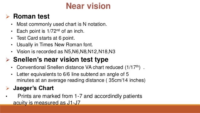 Near Vision Test Chart