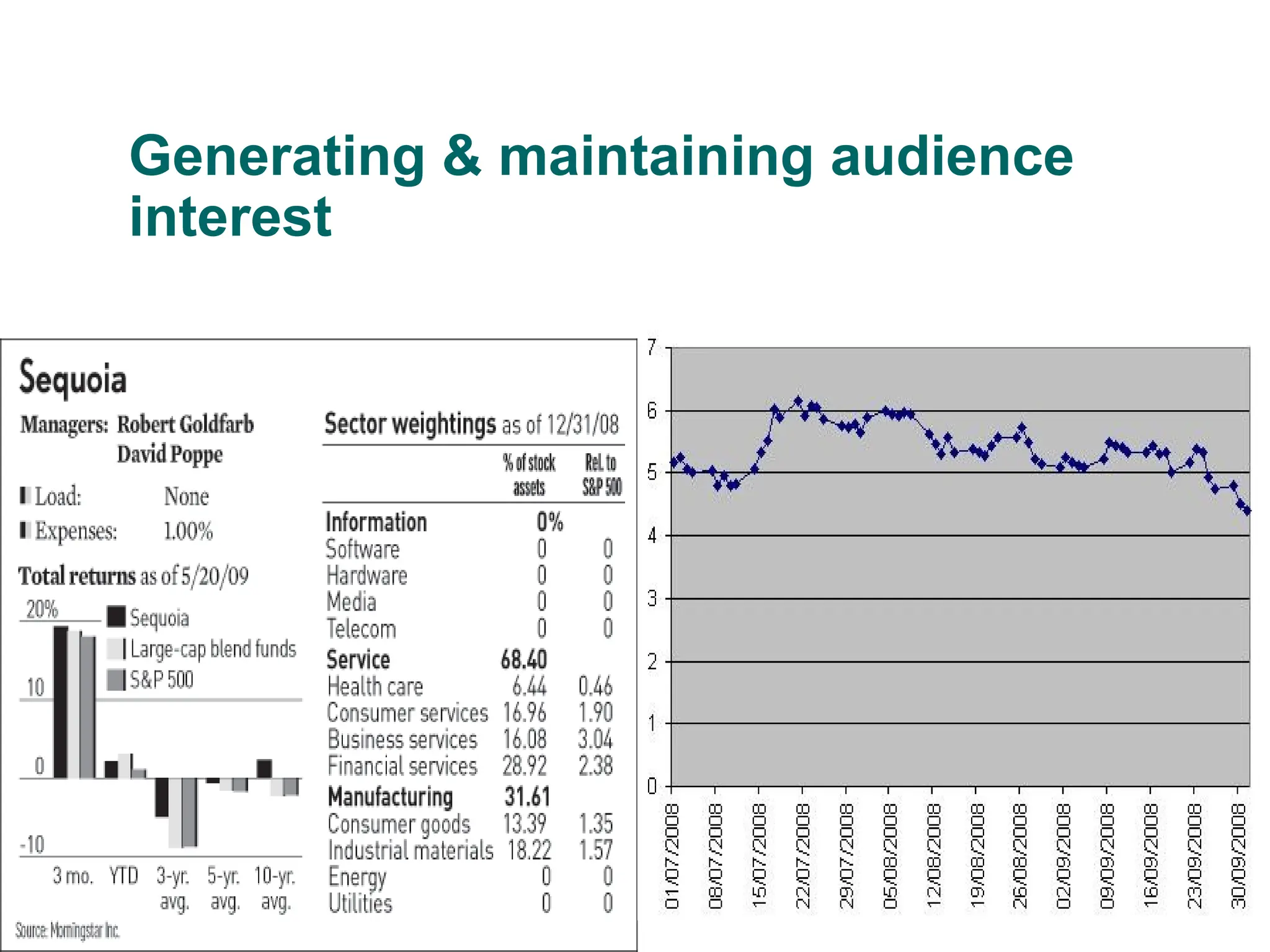 Generating & maintaining audience
interest
 