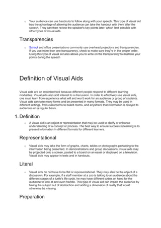 Visual aids in communication