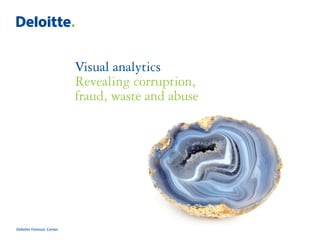Visual analytics
                           Revealing corruption,
                           fraud, waste and abuse




Deloitte Forensic Center
 