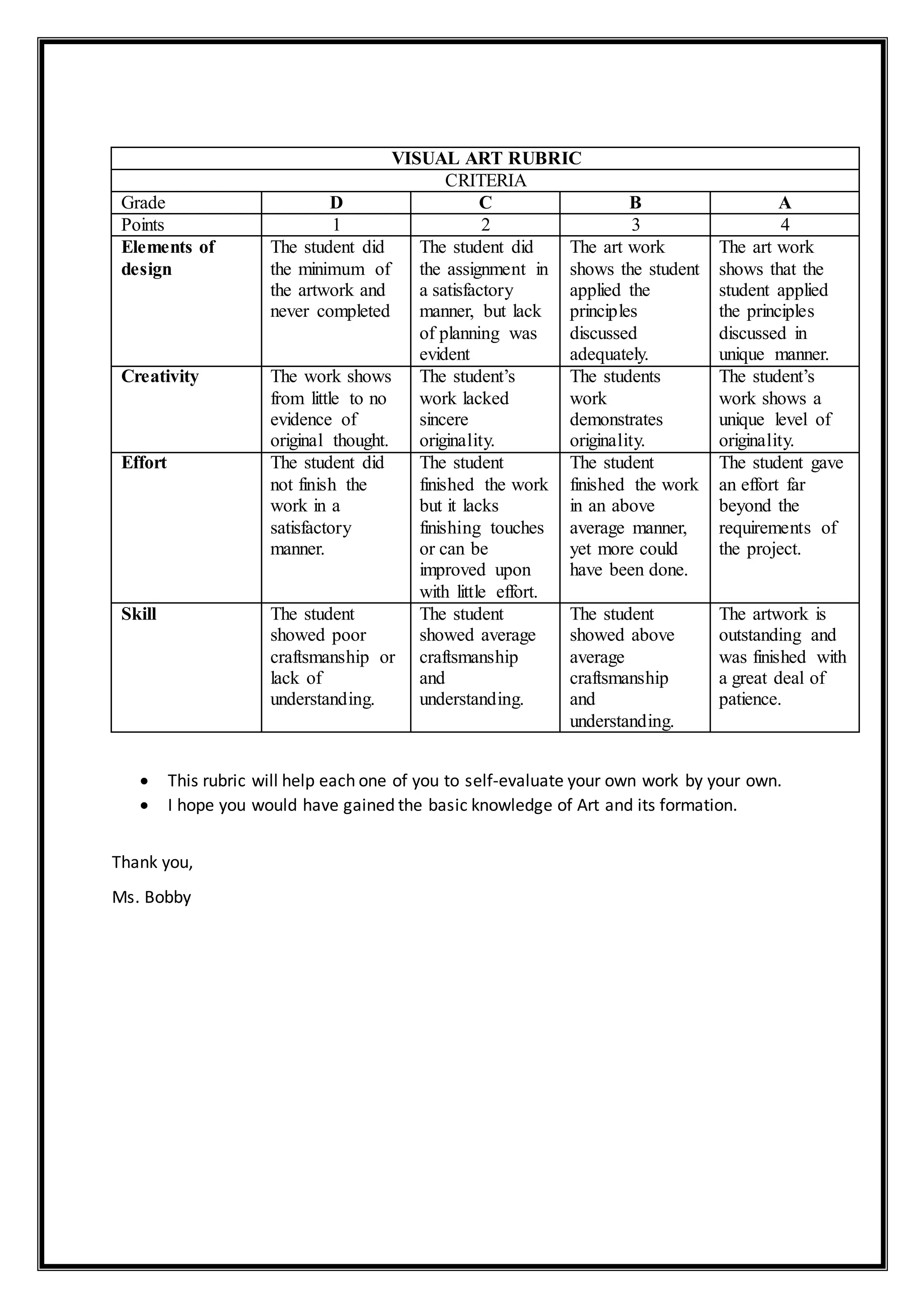 Visual art basics | DOCX