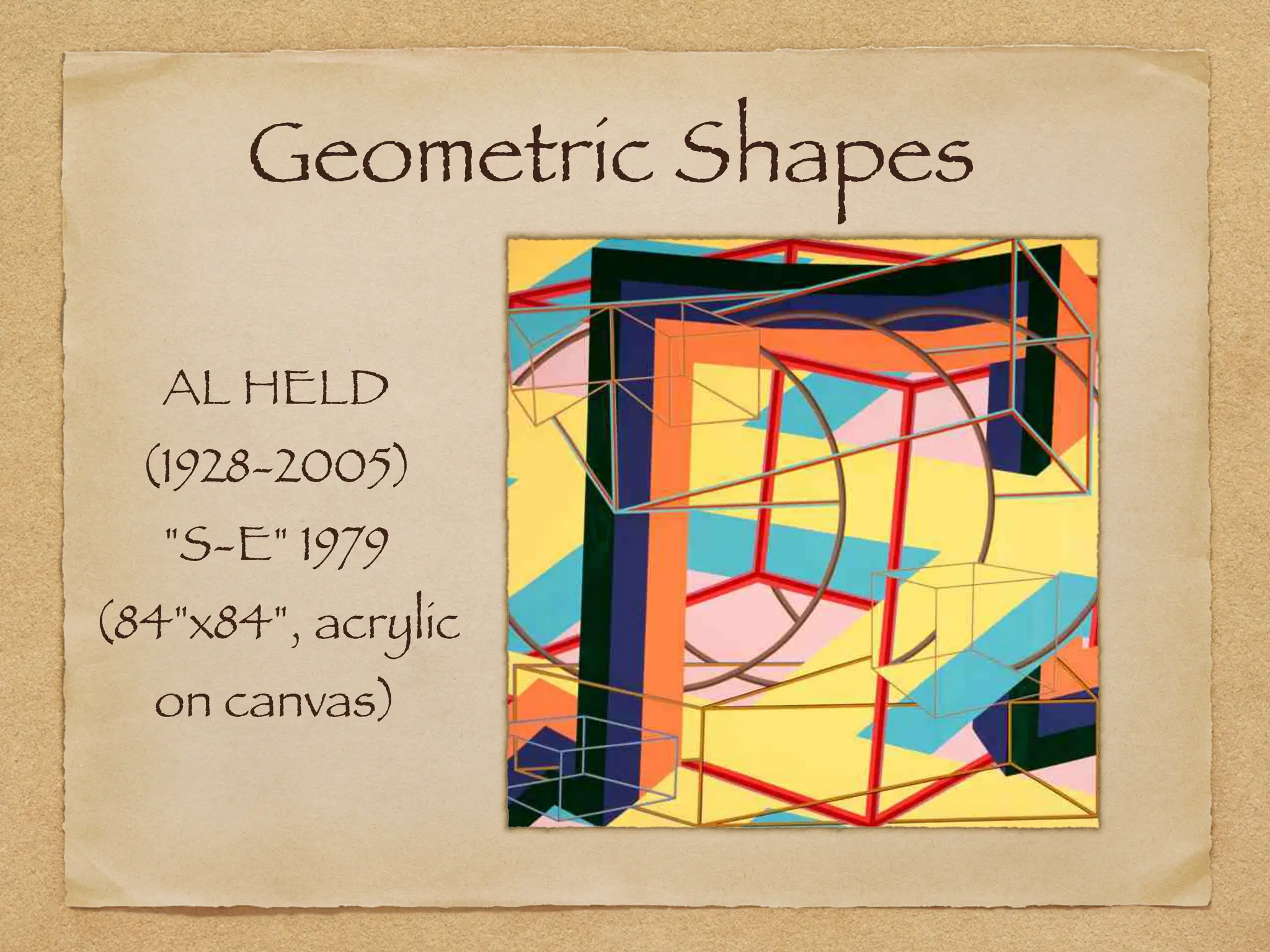 Geometric Shapes
AL HELD
(1928-2005)
"S-E" 1979
(84"x84", acrylic
on canvas)
 