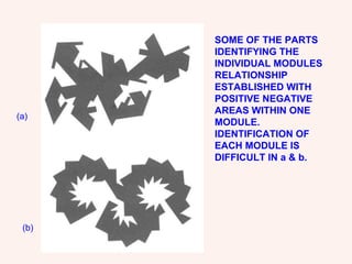 SOME OF THE PARTS IDENTIFYING THE INDIVIDUAL MODULES RELATIONSHIP ESTABLISHED WITH POSITIVE NEGATIVE AREAS WITHIN ONE MODULE. IDENTIFICATION OF EACH MODULE IS DIFFICULT IN a & b. (a) (b) 
