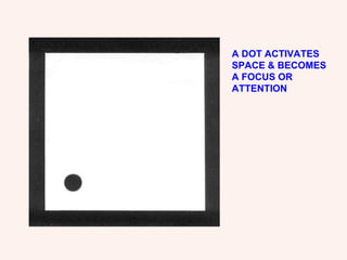 A DOT ACTIVATES SPACE & BECOMES A FOCUS OR ATTENTION 