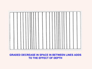 GRADED DECREASE IN SPACE IN BETWEEN LINES ADDS TO THE EFFECT OF DEPTH 