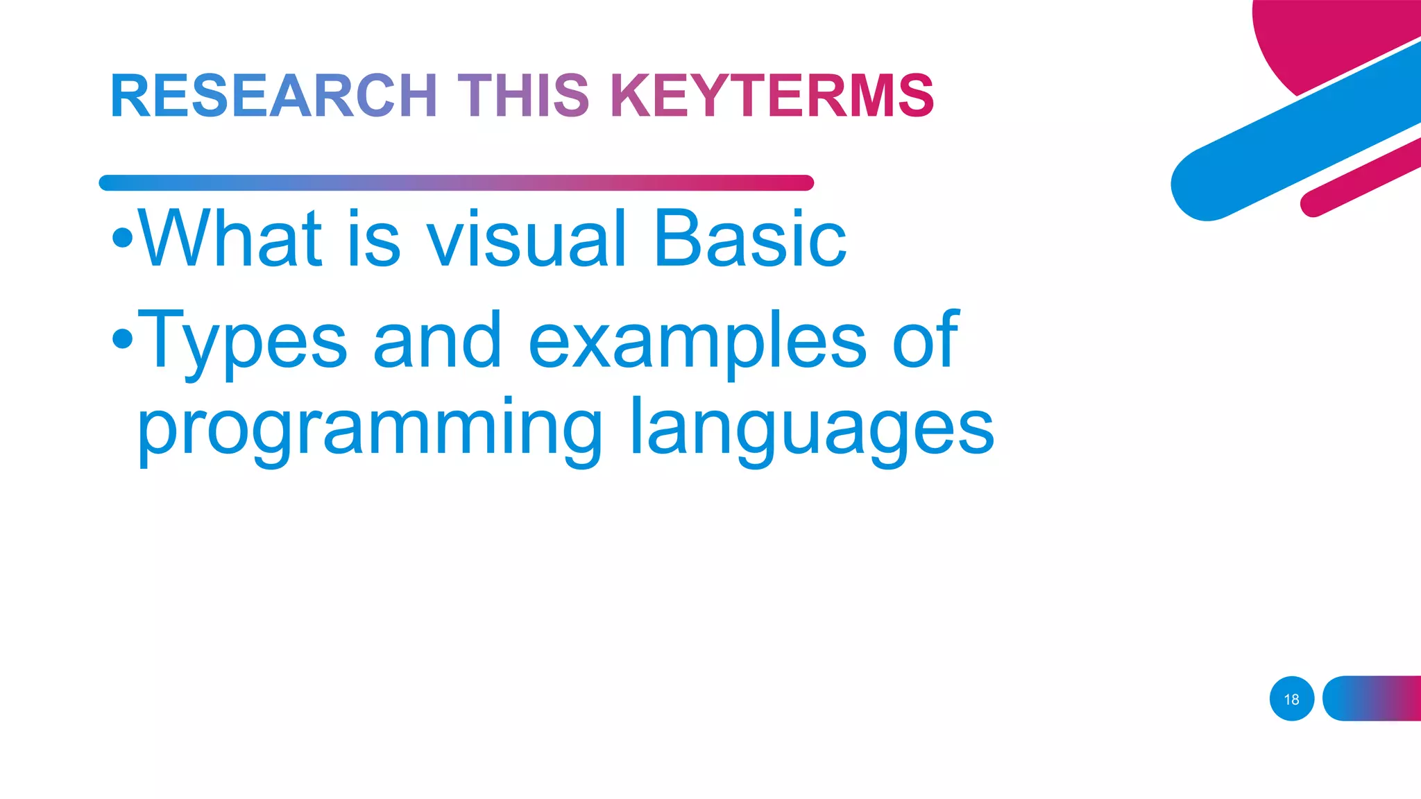 VISUAL BASIC.pptx | Programming Languages | Computing