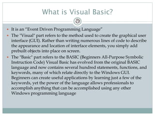 Visual basic 6.0 | PPT | Operating Systems | Computer Software and ...