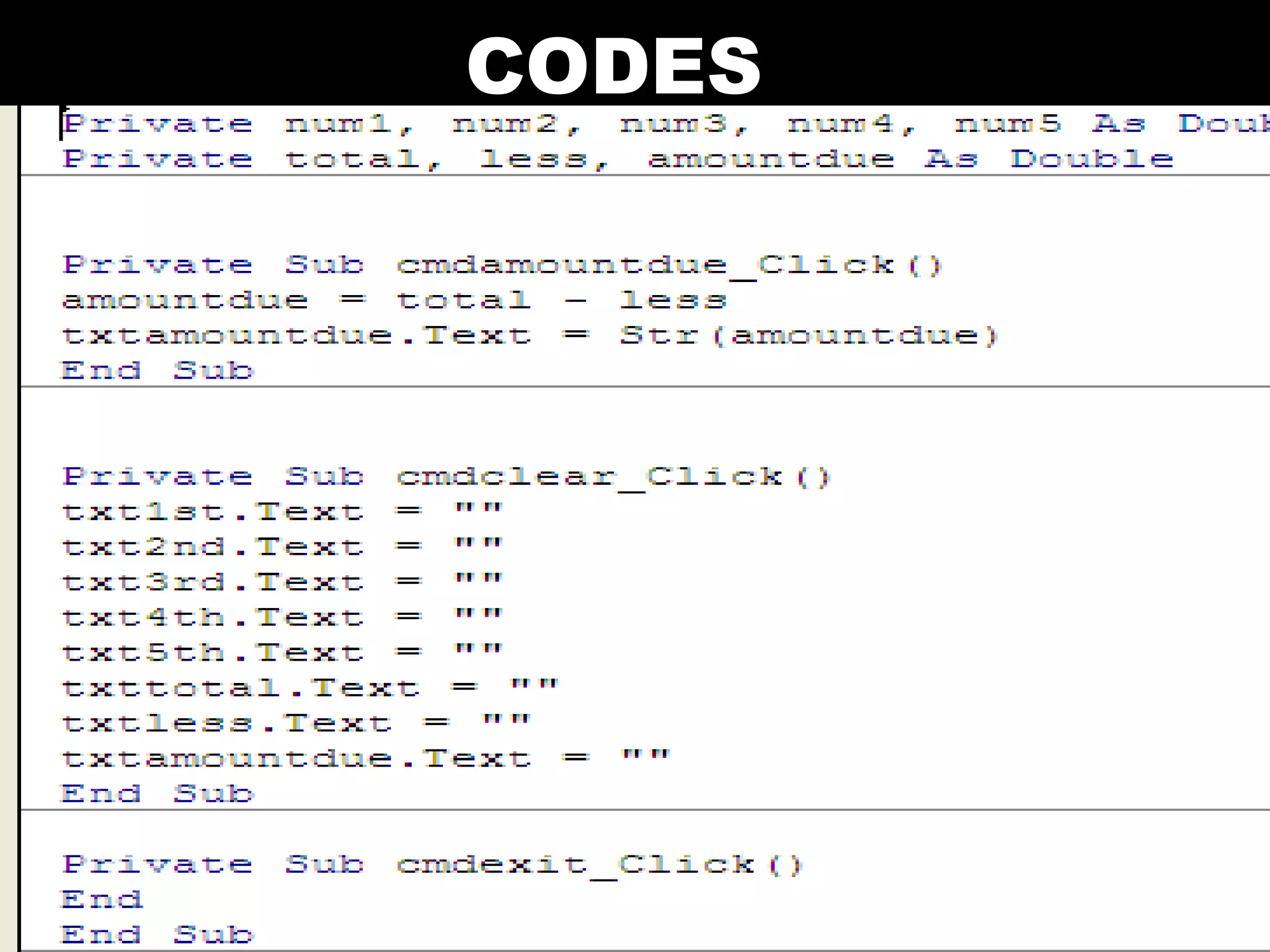 Visual Basic Codes And Screen Designs | PPT