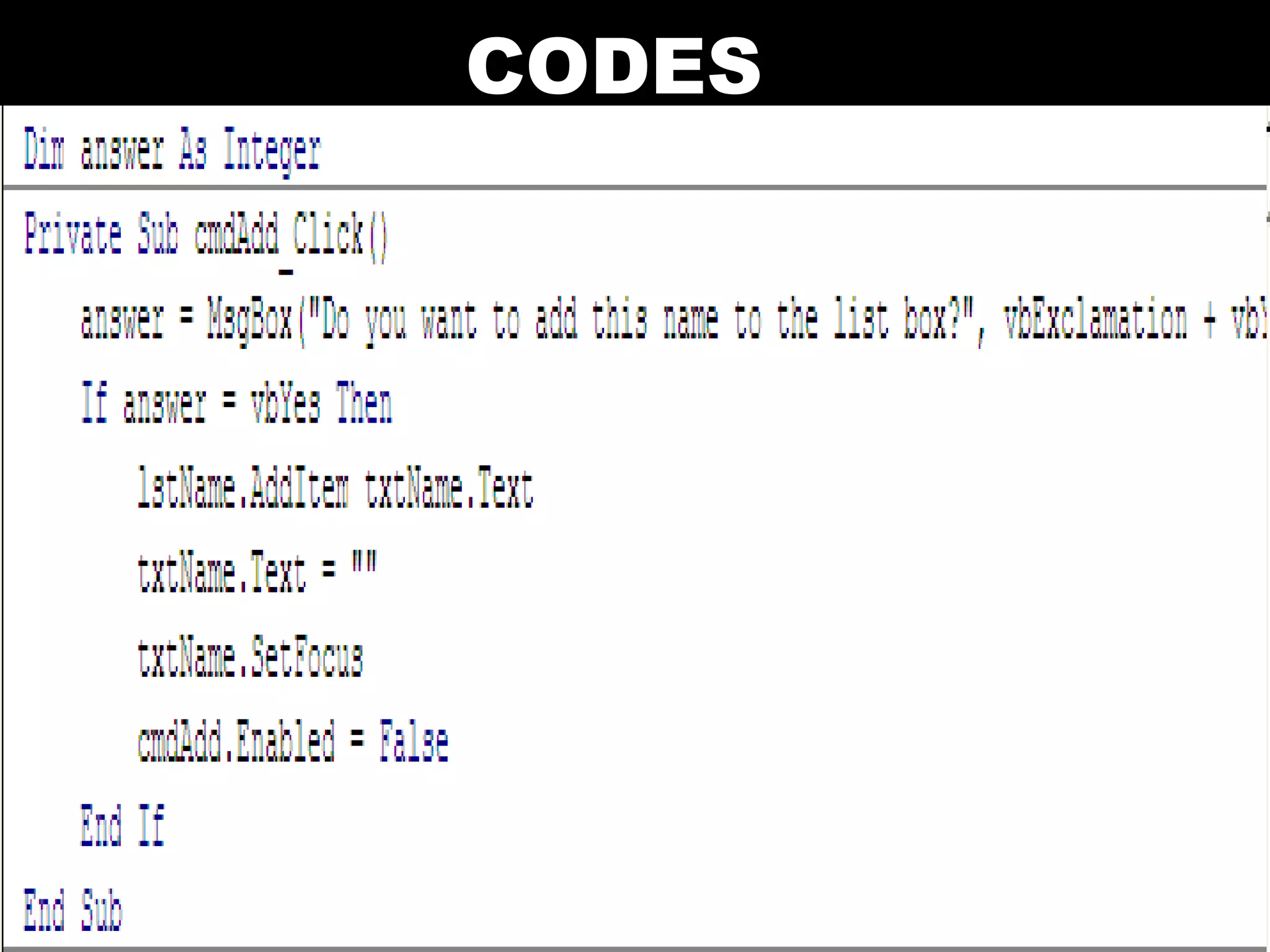 Visual Basic Codes And Screen Designs | PPT