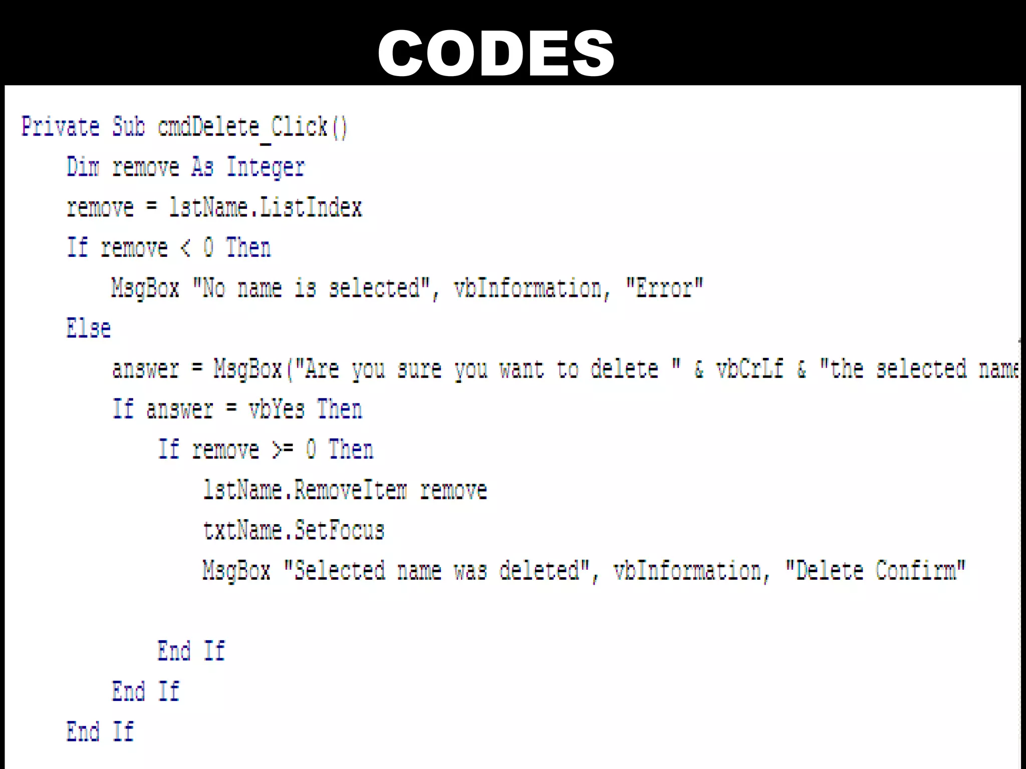 Visual Basic Codes And Screen Designs | PPT
