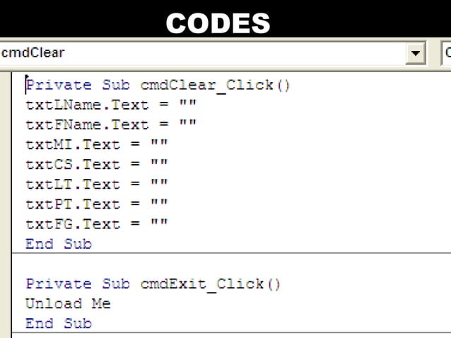 Visual Basic Codes And Screen Designs | PPT