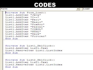 Visual Basic Codes And Screen Designs | PPT