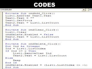 Visual Basic Codes And Screen Designs | PPT