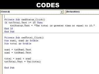 Visual Basic Codes And Screen Designs | PPT