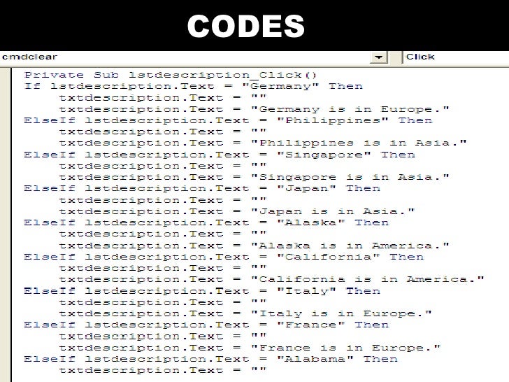 visual basic codes examples