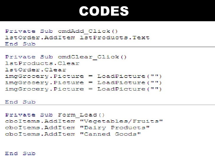 Visual Basic Codes And Screen Designs
