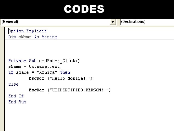 Visual Basic Codes And Screen Designs