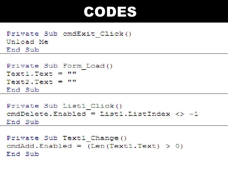visual basic code example visual basic code example