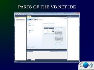 PARTS OF THE VB.NET IDE
 