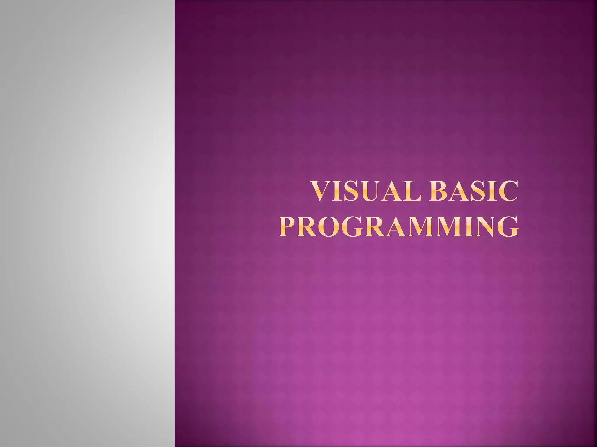 Visual basic programming | PPT